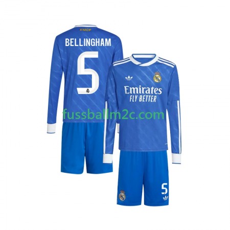 Fußballtrikots Real Madrid Jude Bellingham 5 Kinder Ausweich Trikotsatz 2025-2026 Langarm